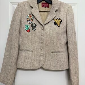 VTG Sasson 100% Wool Blazer Size 7 - Custom Patches - 80s Power Suit
